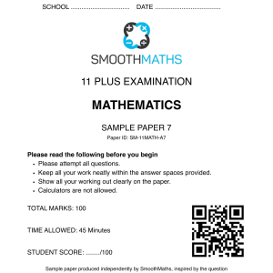 Colfe's School 11 Plus Sample Paper by SmoothMaths